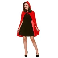 Womens Little Red Riding Hooded Cape Halloween Costume