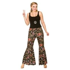 Womens Groovy Hippie Bell-Bottoms Trousers Halloween Costume