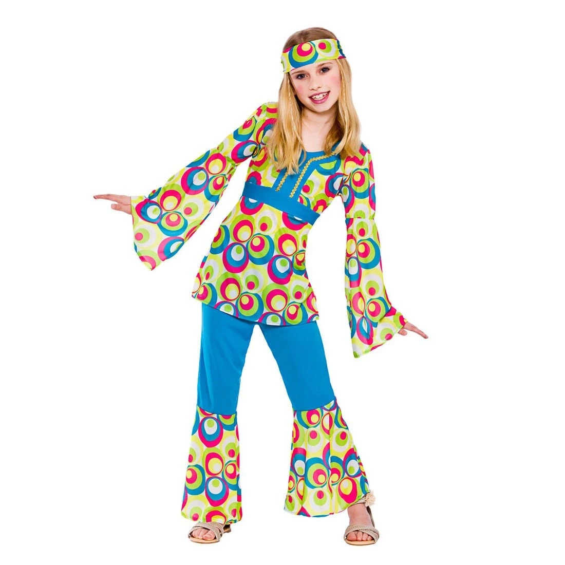 Girls Retro Hippie Girl Fancy Dress Halloween Costume 3 Girls Retro Hippie Girl Fancy Dress Halloween Costume