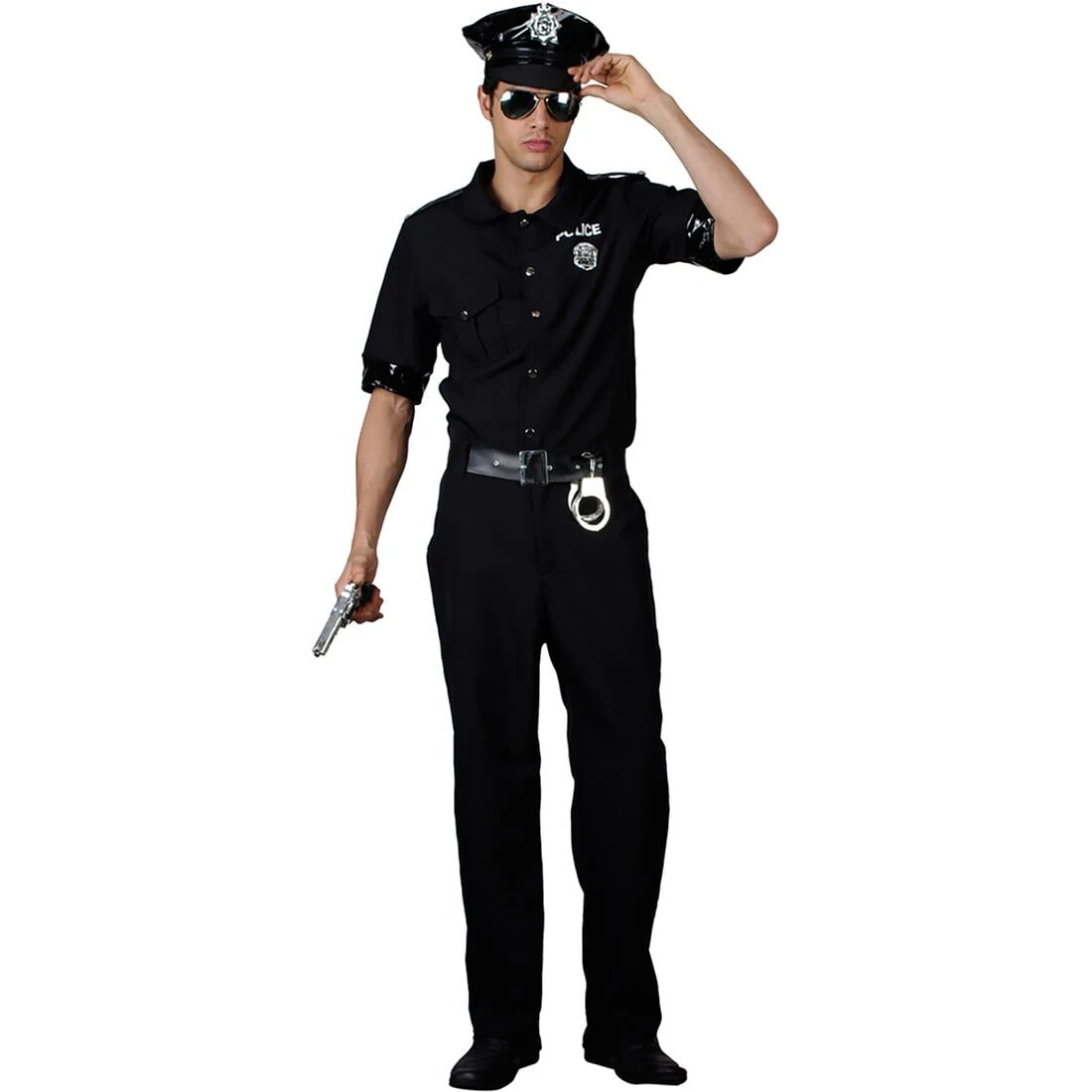Mens New York Cop Police Man Fancy Dress Halloween Costume 3 Mens New York Cop Police Man Fancy Dress Halloween Costume