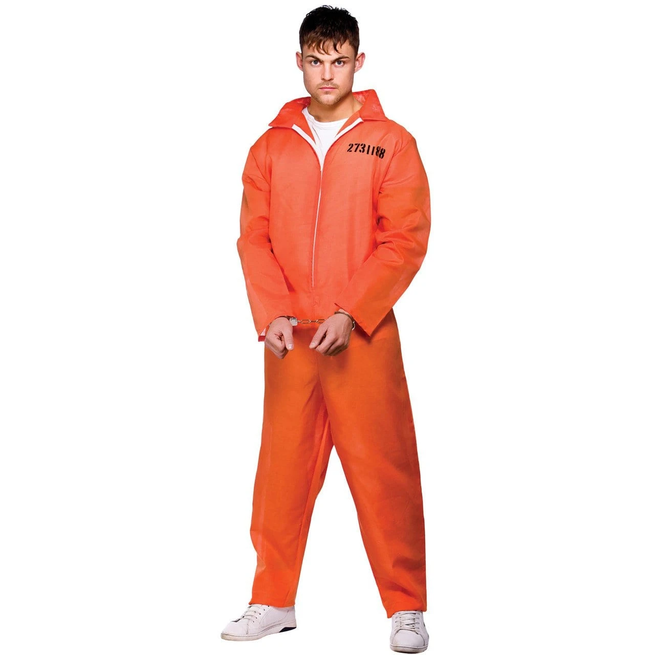 Mens Orange Convict Jumpsuit Fancy Dress Halloween 3 Mens Orange Convict Jumpsuit Fancy Dress Halloween