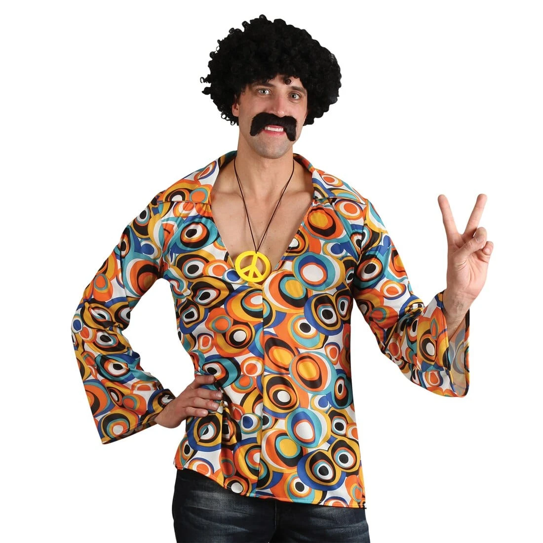 Mens Groovy Hippie Shirt Flower Power Halloween Costume 3 Mens Groovy Hippie Shirt Flower Power Halloween Costume
