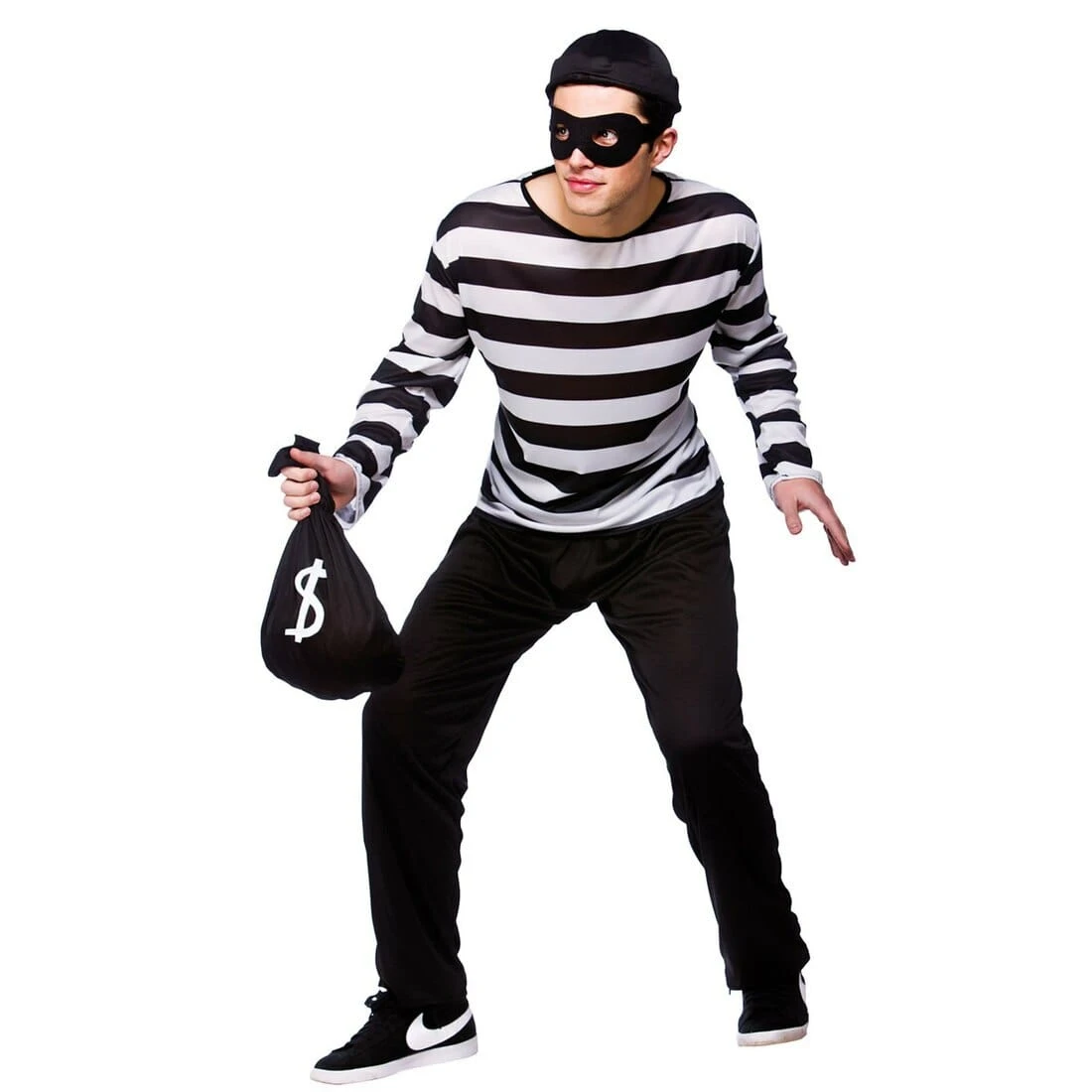 Mens Burglar Bank Robber Fancy Dress Halloween Costume 3 Mens Burglar Bank Robber Fancy Dress Halloween Costume