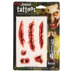 Zombie Tattoos With Bloody Scab Halloween Horror Makeup Kit