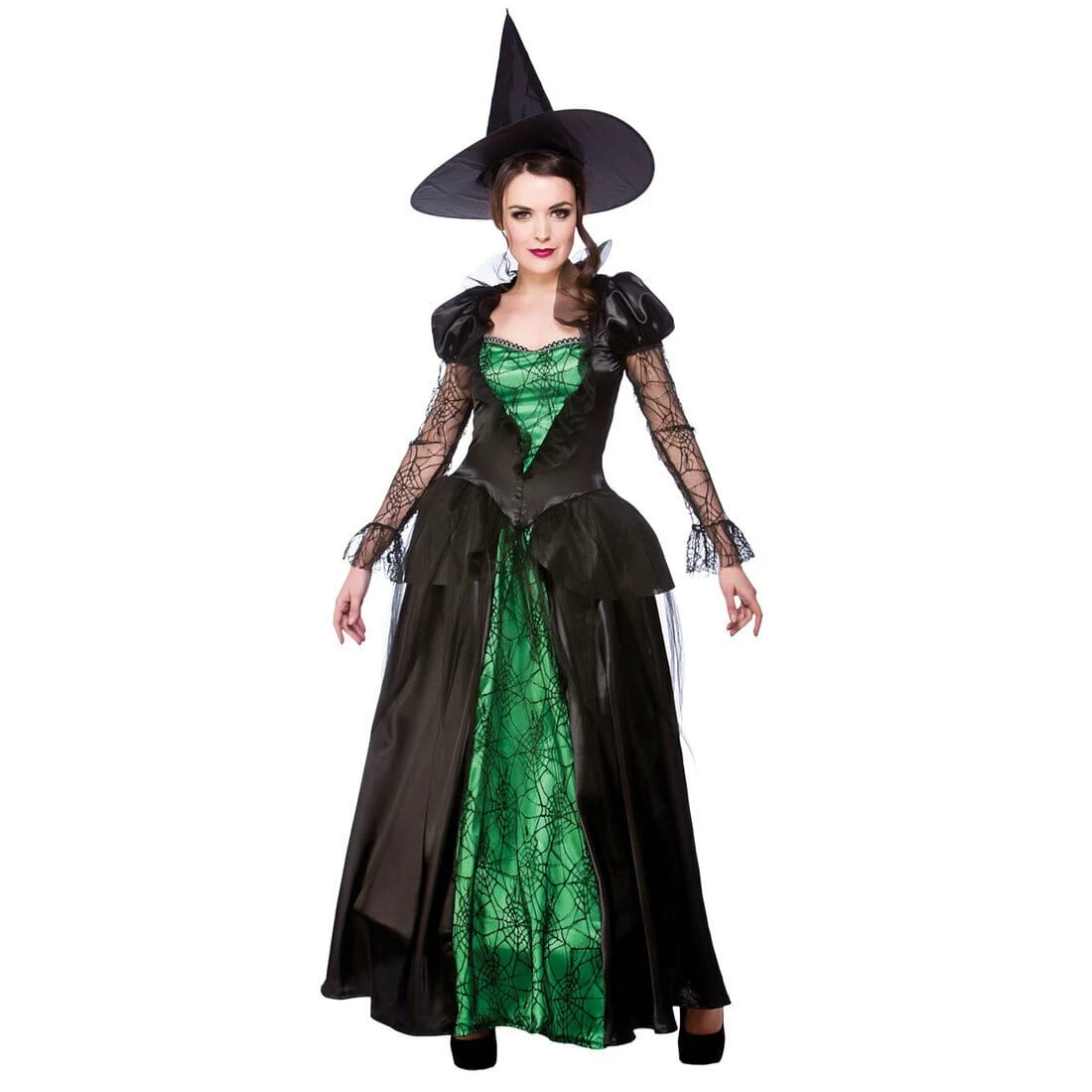 Womens Emerald Green Witch Queen Halloween Party Costume 3 Womens Emerald Green Witch Queen Halloween Party Costume