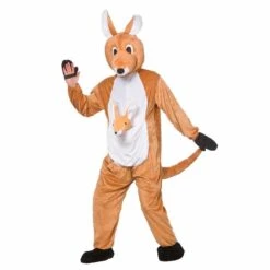 Adults Brown Kangaroo Mascot Fancy Dress Up Party Costume