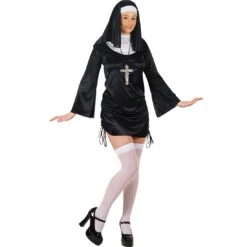 Womens Naughty Nun Sister Habit Convent Fancy Dress Costume