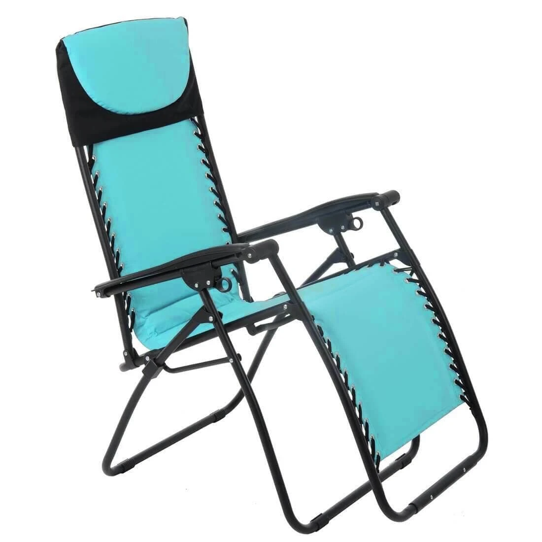 Garden Recliner Chair Zero Gravity Reclining Relaxer Padded Seat In Turquoise 4 Garden Recliner Chair Zero Gravity Reclining Relaxer Padded Seat In Turquoise - Image 2