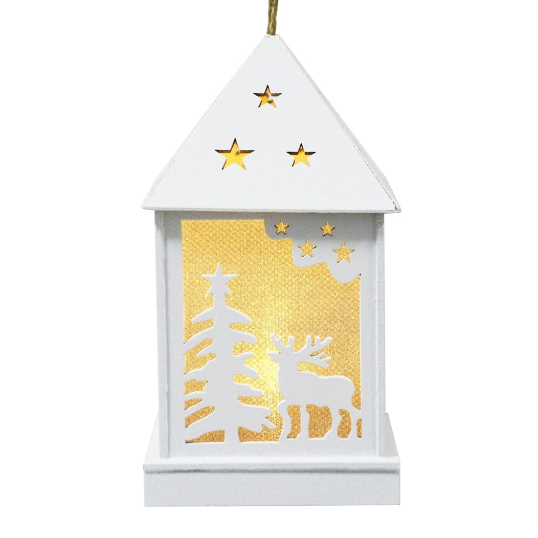 LED Wooden Lantern Christmas Tree Xmas Hanging Decoration 4 LED Wooden Lantern Christmas Tree Xmas Hanging Decoration - Image 2