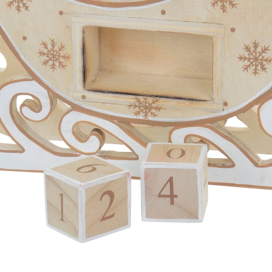 Snowman Sleigh Wooden Christmas Calendar With Number Blocks 6 Snowman Sleigh Wooden Christmas Calendar With Number Blocks - Image 4