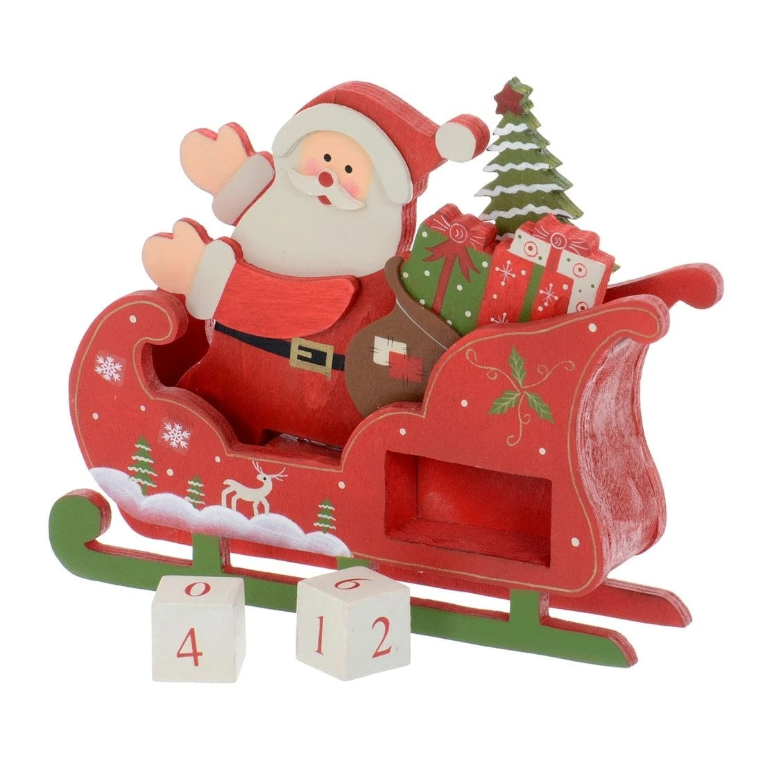 Santa Sleigh Wooden Christmas Calendar With Number Blocks 5 Santa Sleigh Wooden Christmas Calendar With Number Blocks - Image 3