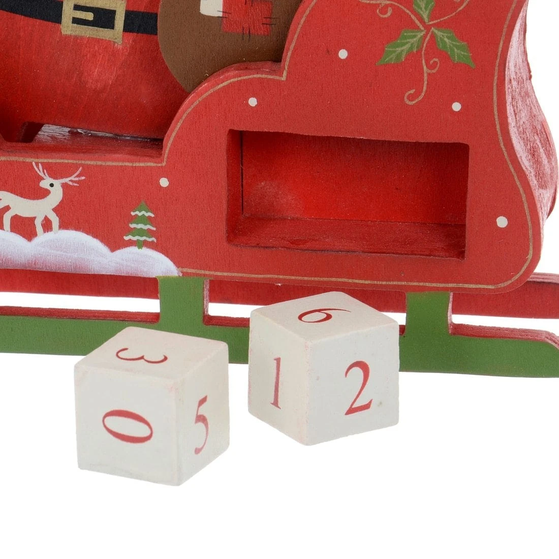 Santa Sleigh Wooden Christmas Calendar With Number Blocks 6 Santa Sleigh Wooden Christmas Calendar With Number Blocks - Image 4