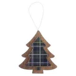 Set Of 6 Tartan Wooden Hanging Christmas Tree Decorations -Halloween Costumes Store XS5264 1600 3 17859.1508510441.1100.1100