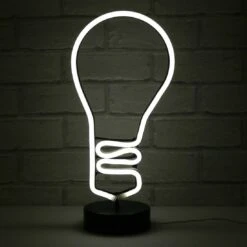 Lightbulb Neon White Table Lamp Bright LED Rope Light Feature