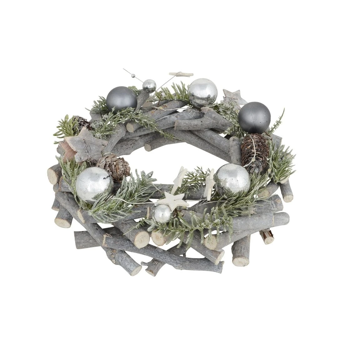 9" Pre-Lit Wooden Stick Wreath Christmas Xmas Decoration 5 9" Pre-Lit Wooden Stick Wreath Christmas Xmas Decoration - Image 3