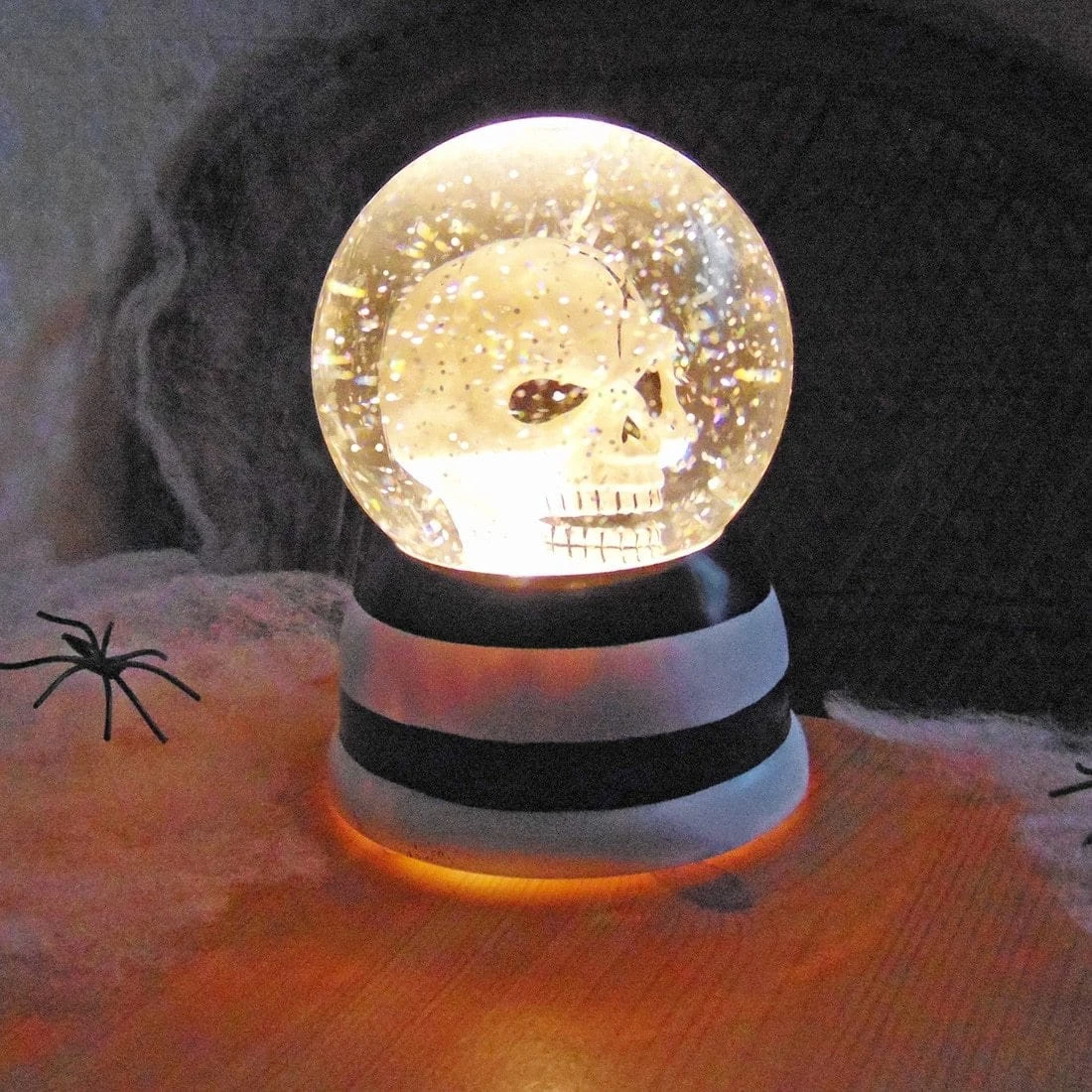 Light Up Glitter Water Halloween Decoration - Skull Globe 3 Light Up Glitter Water Halloween Decoration - Skull Globe