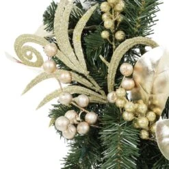 Christmas Wreath Pre-Lit Silver Gold Leaf Berries 60cm (2ft) -Halloween Costumes Store XS5819 1600 3 55815.1539338058.1100.1100