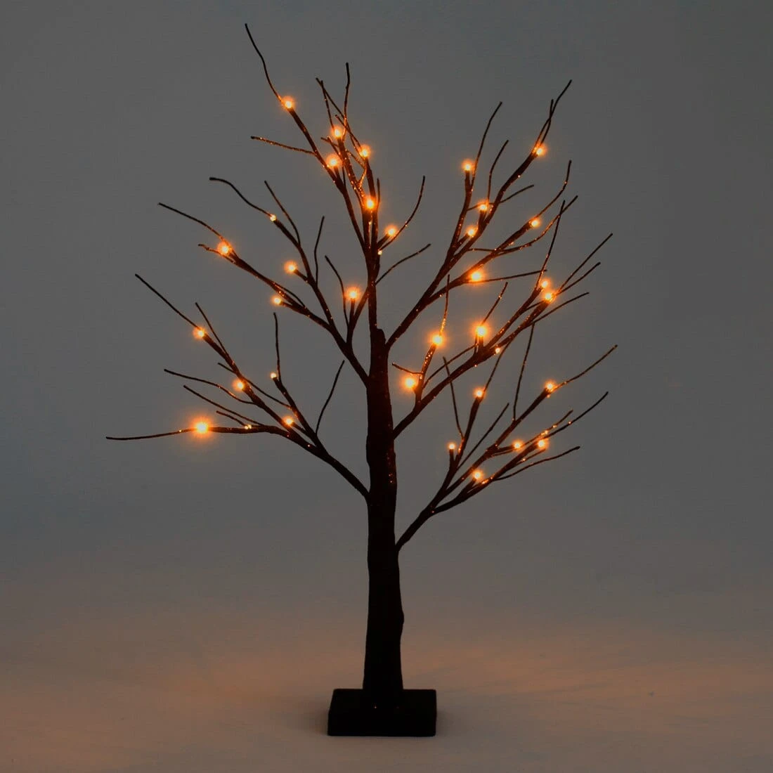 Black Glitter Mini Halloween Twig Tree LED Lights 60cm 3 Black Glitter Mini Halloween Twig Tree LED Lights 60cm