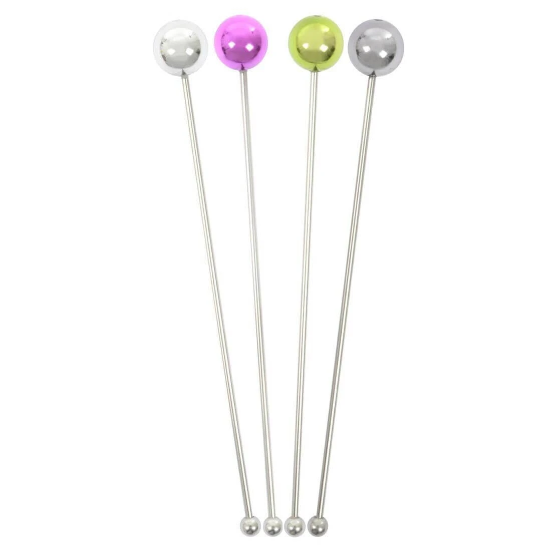 Set Of 4 Swizzle Sticks Cocktail Stirrers Stainless Steel 5 Set Of 4 Swizzle Sticks Cocktail Stirrers Stainless Steel - Image 3