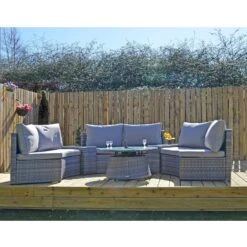 Monte Carlo Garden Sofa Set 6 Seat Grey Rattan Furniture
