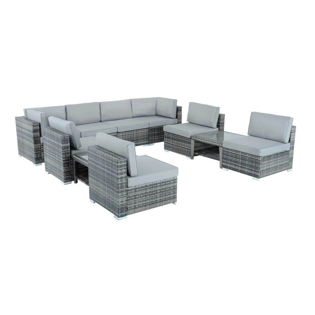 Monaco 10pc Garden Sofa Set Grey Rattan Patio Furniture 4 Monaco 10pc Garden Sofa Set Grey Rattan Patio Furniture - Image 2