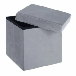 Hodge & Hodge Velvet Effect Storage Ottoman With Lid -Halloween Costumes Store XS6240 1600 2 opt 57721.1609845403.1100.1100