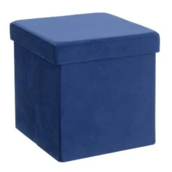 Hodge & Hodge Velvet Effect Storage Ottoman With Lid -Halloween Costumes Store XS6243 1 opt