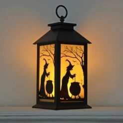 Cackle & Co Black Halloween Design Lantern With Lights -Halloween Costumes Store XS6361 1600 1 97114.1564660685.1100.1100