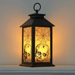 Cackle & Co Black Halloween Design Lantern With Lights -Halloween Costumes Store XS6362 1600 1 25574.1564660717.1100.1100