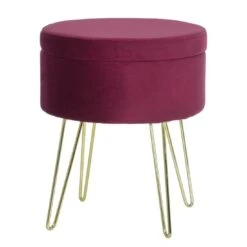 Hodge & Hodge Aria Plush Velvet Storage Stool With Gold Legs -Halloween Costumes Store XS6407 1600 1 opt 33091.1597143611.1100.1100