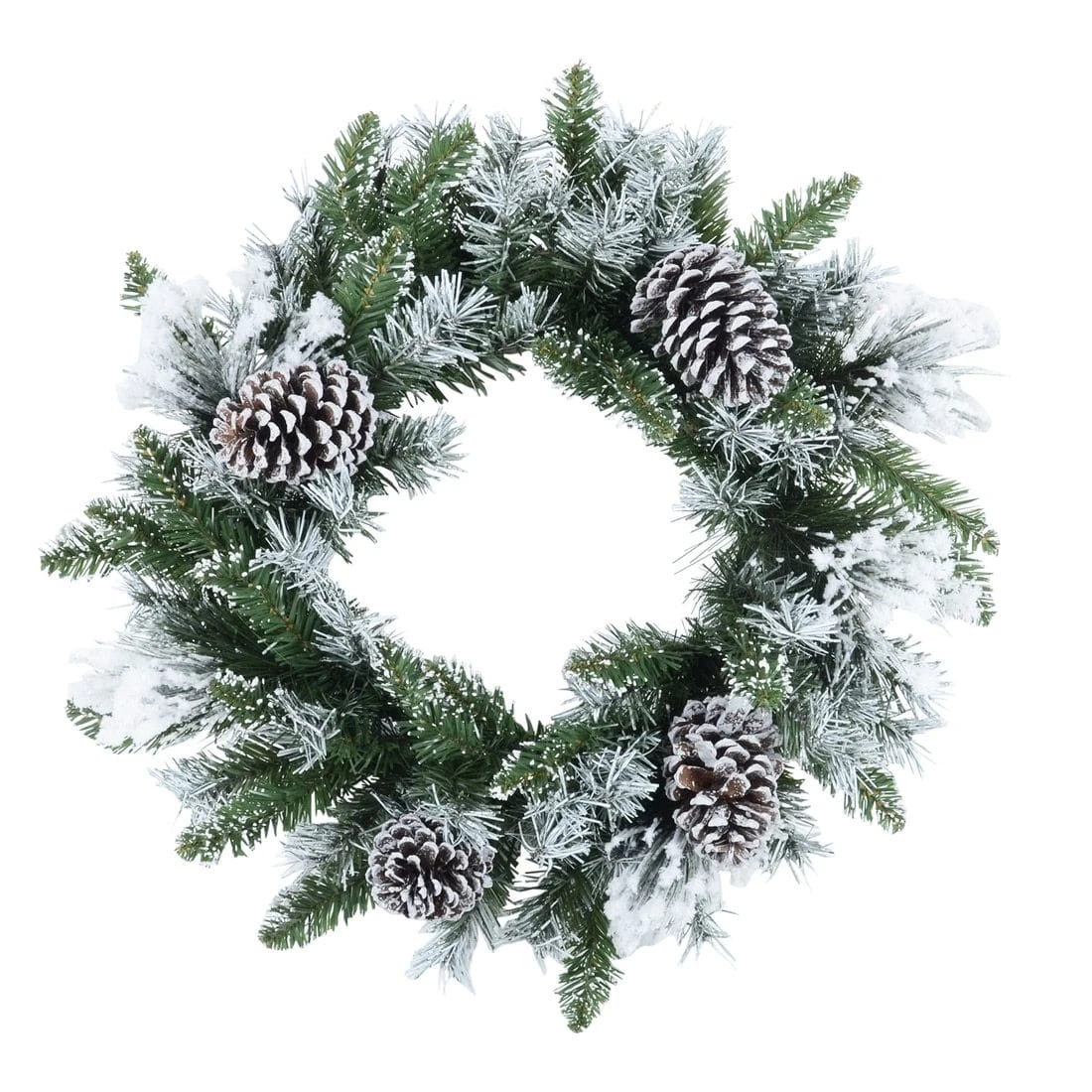 50cm Artificial Snow Flocked Xmas Wreath With Pine Cones 3 50cm Artificial Snow Flocked Xmas Wreath With Pine Cones