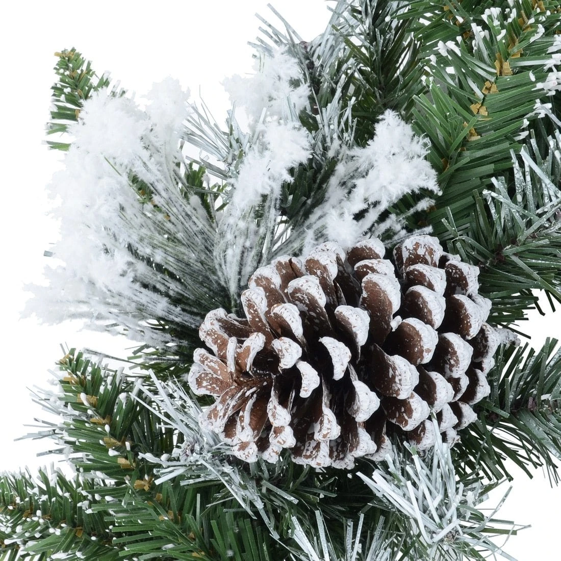 50cm Artificial Snow Flocked Xmas Wreath With Pine Cones 4 50cm Artificial Snow Flocked Xmas Wreath With Pine Cones - Image 2