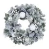 Snow Flocked Christmas Wreath With Grey Tartan Bows 60cm -Halloween Costumes Store XS6434 1600 1 32353.1567498362.1100.1100