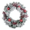 Snow Flocked Christmas Wreath With Red Berries Baubles 60cm -Halloween Costumes Store XS6435 1600 1 45360.1567498316.1100.1100
