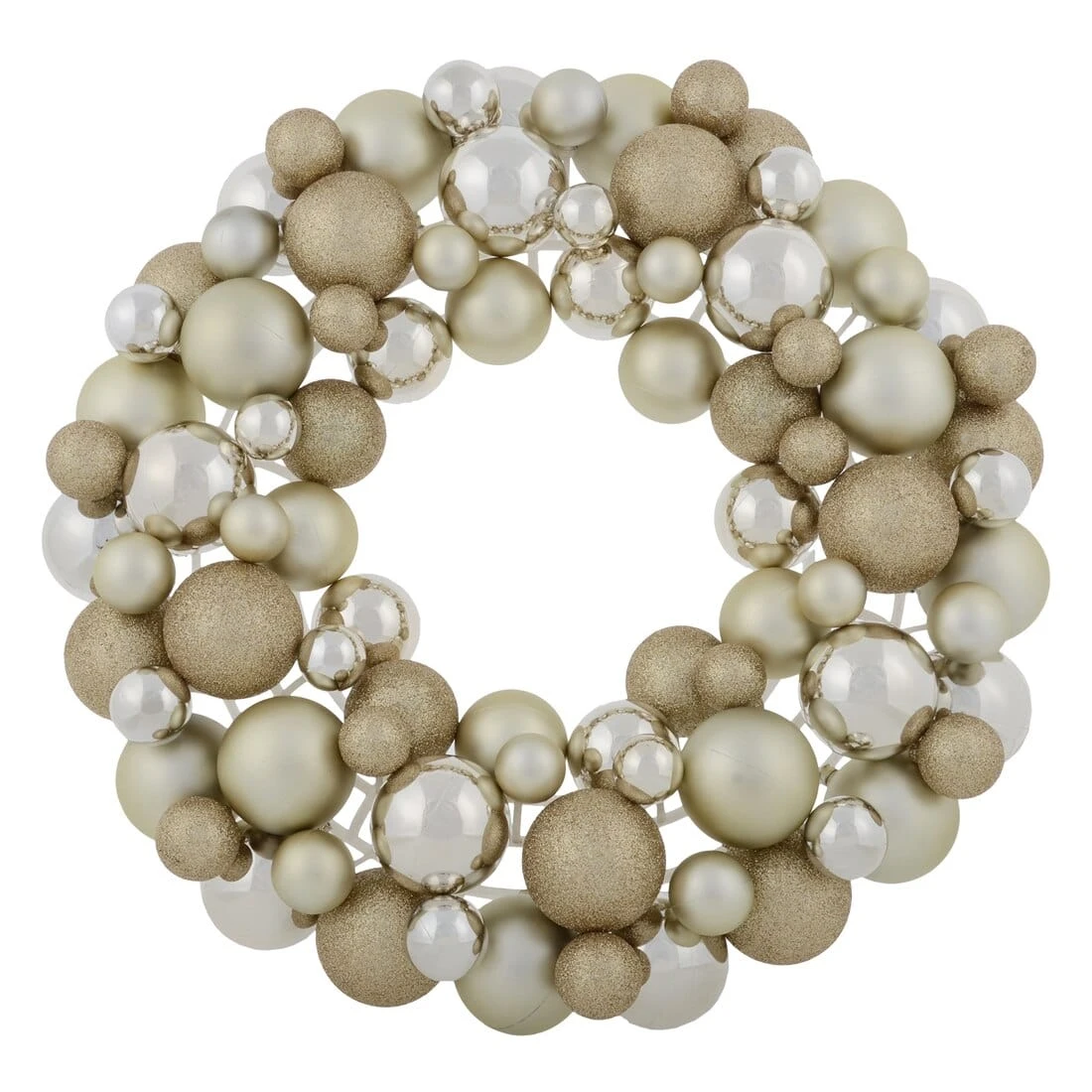 Round Christmas Bauble Wreath Hanging Decoration 45cm 4 Round Christmas Bauble Wreath Hanging Decoration 45cm - Image 2