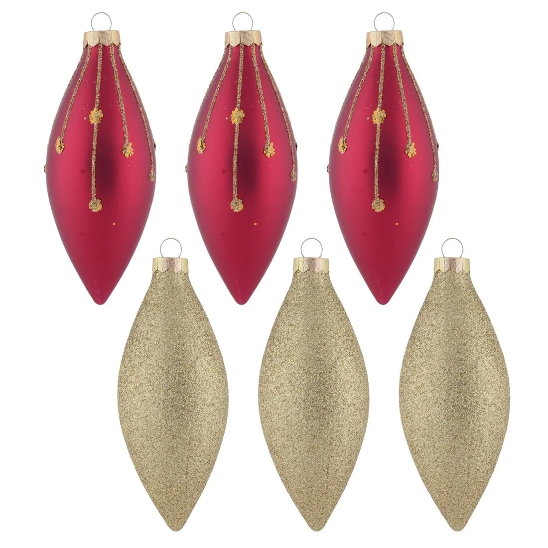 6pk Glass Drop Christmas Tree Baubles With Glitter 9 6pk Glass Drop Christmas Tree Baubles With Glitter - Image 7