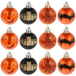 12pk Mini Halloween Decorative Baubles 4cm -Halloween Costumes Store XS6473 1 opt