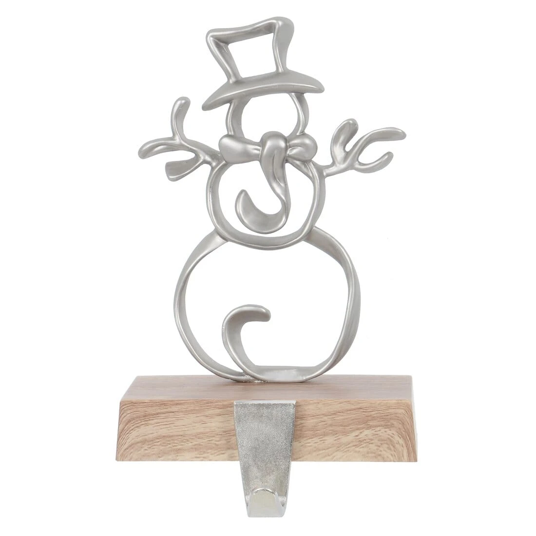 Christmas Stocking Hanger Metal Shape With Faux Wood Base 6 Christmas Stocking Hanger Metal Shape With Faux Wood Base - Image 4