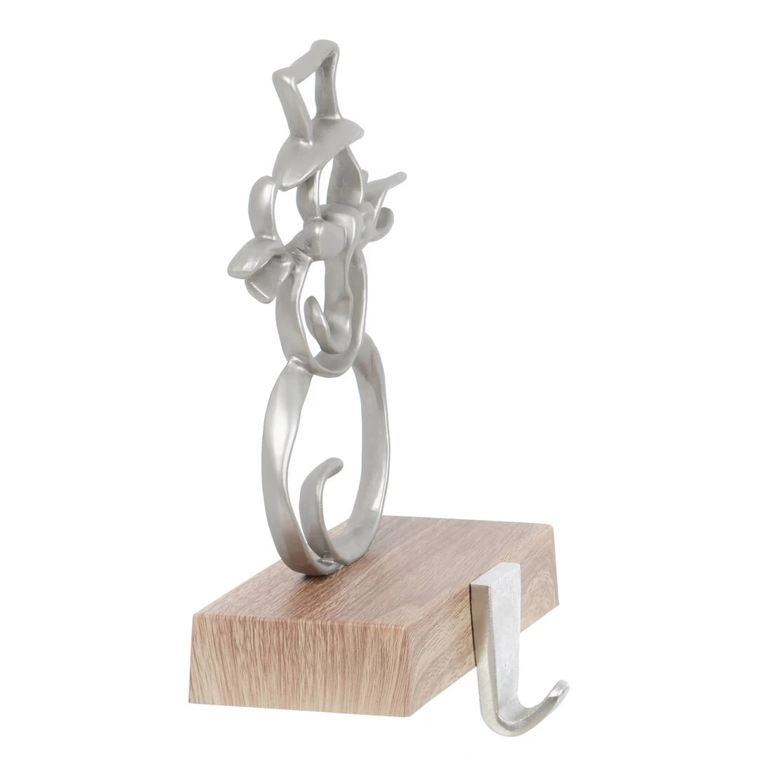 Christmas Stocking Hanger Metal Shape With Faux Wood Base 8 Christmas Stocking Hanger Metal Shape With Faux Wood Base - Image 6
