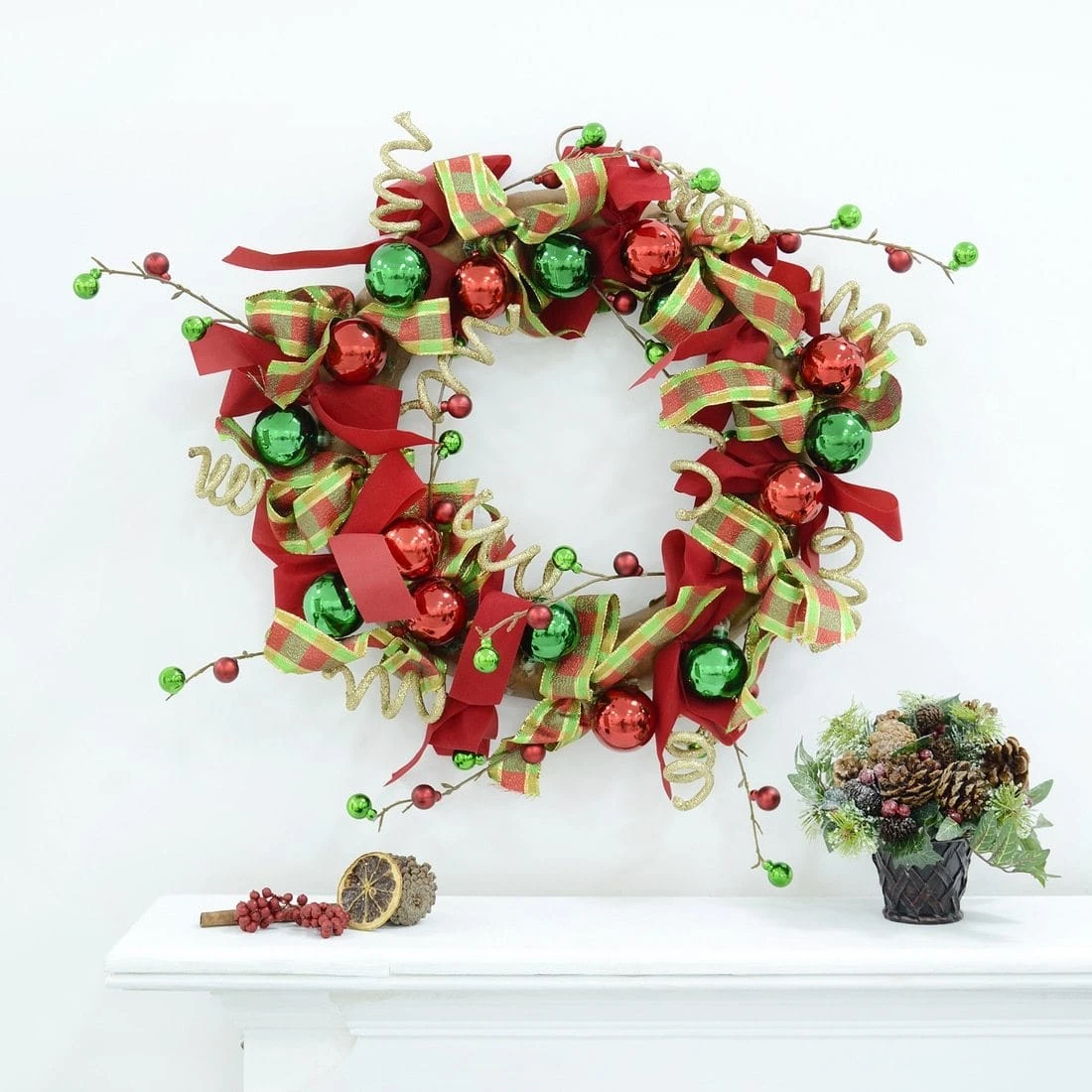 24" Festive Cheer Christmas Wreath Hanging Door Decoration 4 24" Festive Cheer Christmas Wreath Hanging Door Decoration - Image 2