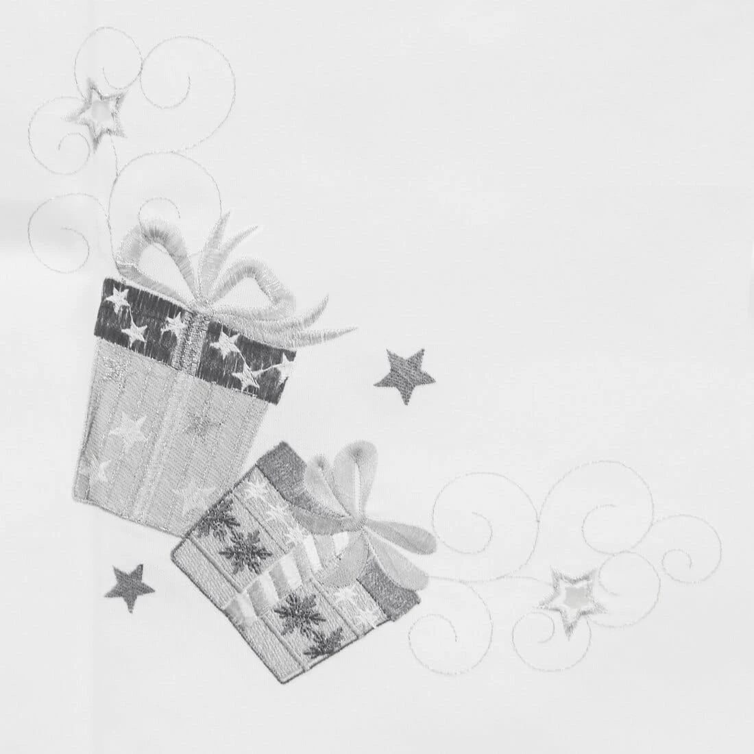 Christmas Presents Tablecloths Napkins White Fabric Embroidery 7 Christmas Presents Tablecloths Napkins White Fabric Embroidery - Image 5