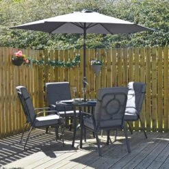 Cadiz 6 Piece Outdoor Dining Set Grey Metal Garden Furniture