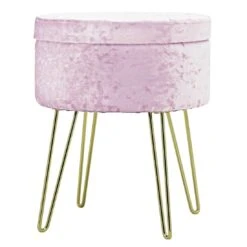 Hodge & Hodge Aria Plush Velvet Storage Stool With Gold Legs -Halloween Costumes Store XS6631 1600 1 opt 73416.1597143527.1100.1100