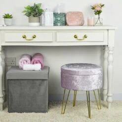 Hodge & Hodge Aria Plush Velvet Storage Stool With Gold Legs -Halloween Costumes Store XS6631 LS 1600 1 opt 70170.1603899176.1100.1100