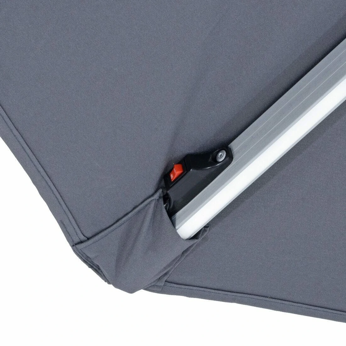 Garden Parasol LED Lights Grey Canopy Patio Umbrella 3m 6 Garden Parasol LED Lights Grey Canopy Patio Umbrella 3m - Image 4