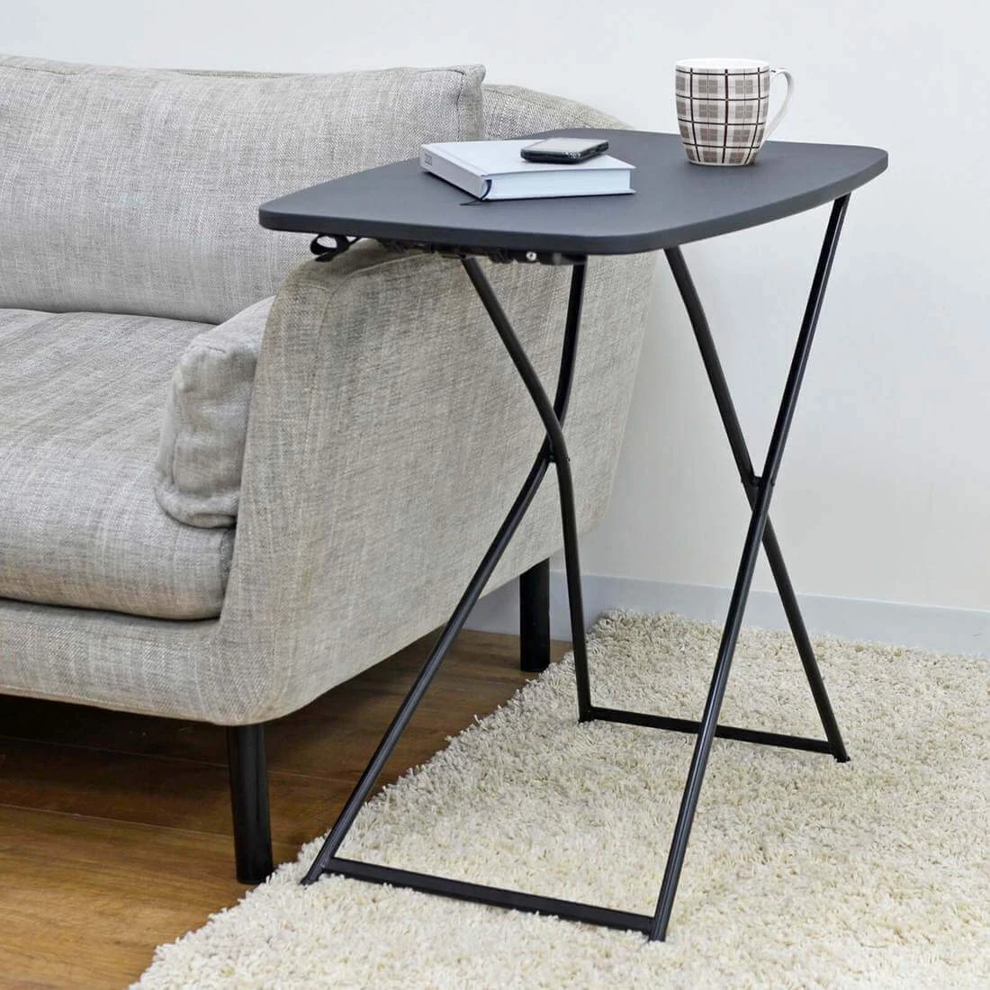 Folding Side Table Black Adustable Picnic Camping Caravan 4 Folding Side Table Black Adustable Picnic Camping Caravan - Image 2