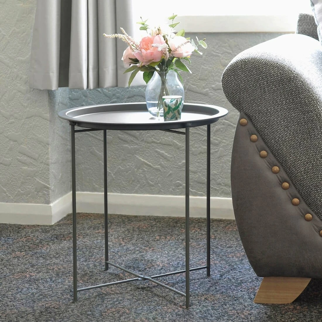 Hodge And Hodge Round Side Table Folding Metal Tray Top 3 Hodge And Hodge Round Side Table Folding Metal Tray Top