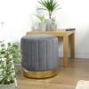 Hodge And Hodge Luna Plush Velvet Stool Ottoman Gold Base