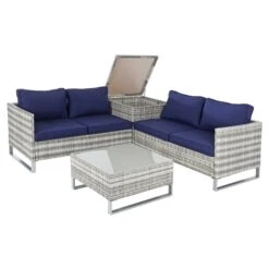 Treviso Garden Sofa Set Grey Rattan Coffee Table Ottoman 15 Treviso Garden Sofa Set Grey Rattan Coffee Table Ottoman -Halloween Costumes Store XS7056 1600 2