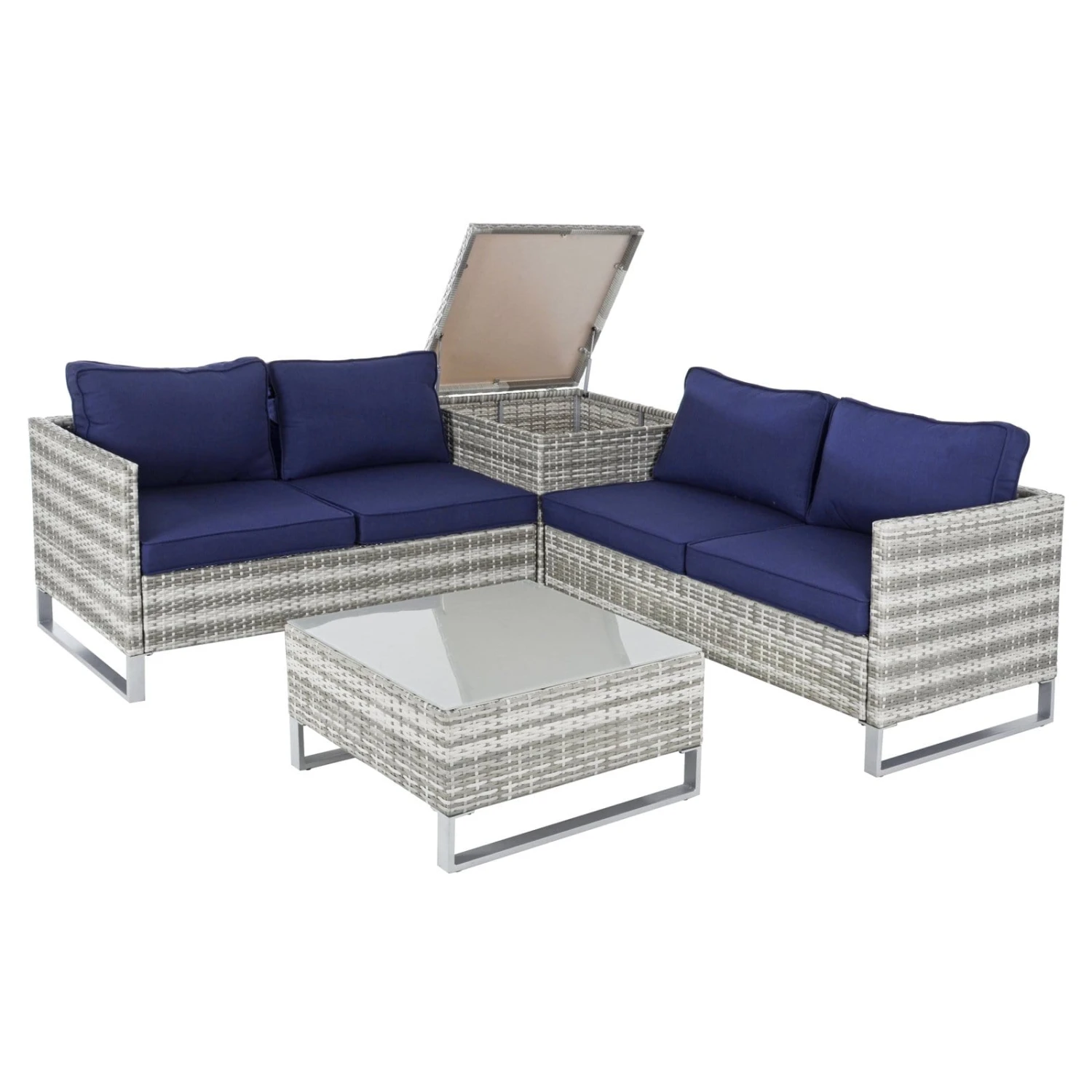 Treviso Garden Sofa Set Grey Rattan Coffee Table Ottoman 5 Treviso Garden Sofa Set Grey Rattan Coffee Table Ottoman - Image 3